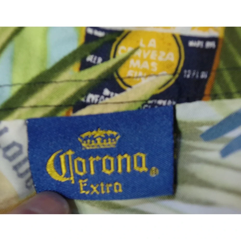 Corona Extra Board Shorts Men's L? Blue Green Tropical‎ Palm Swim Trunks Cargo